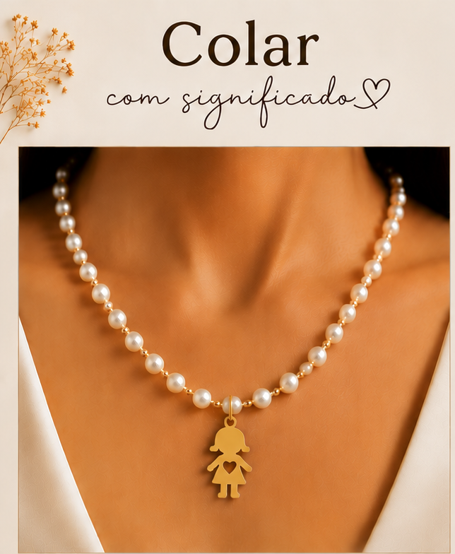 F24, colar prateado com 1 menino/a