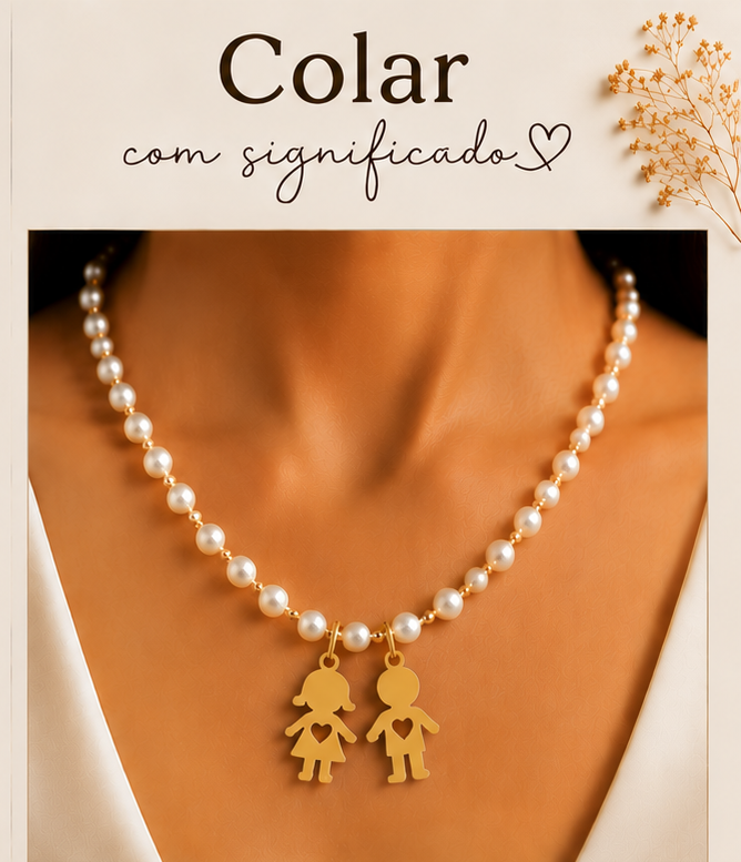 F23, colar com 3 meninos/as