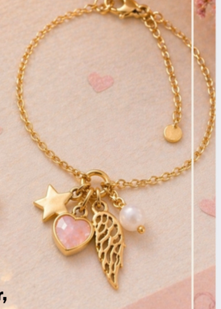 P537- pulseira coração rosa