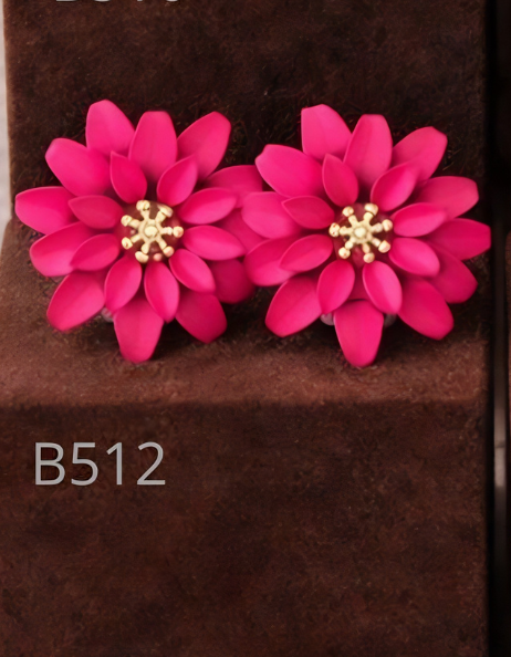 B512- brincos flor fucshia