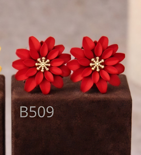 B509- brincos flor vermelha