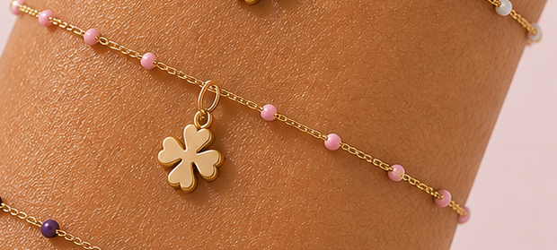 Fav28- pulseira bolas rosa