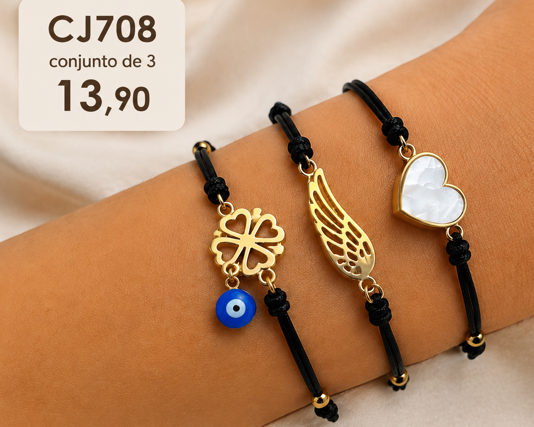 CJ708, conjunto 3 pulseiras
