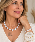 CJ833, conjunto colar e pulseira prateado