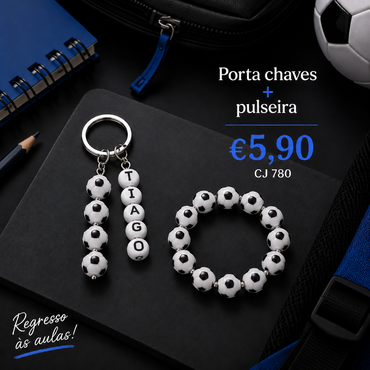 CJ780, porta chaves e pulseira menino