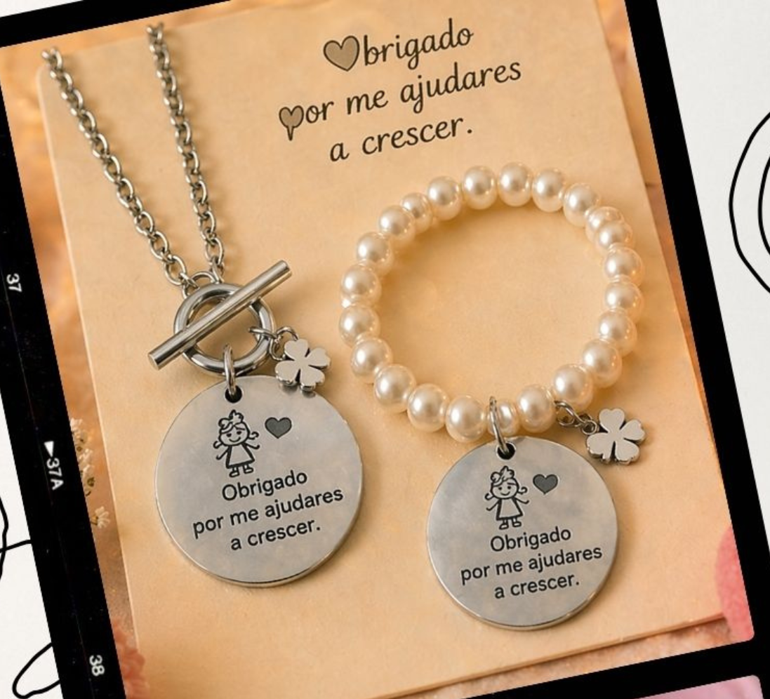 PROMO40- conjunto colar e pulseira obrigado...