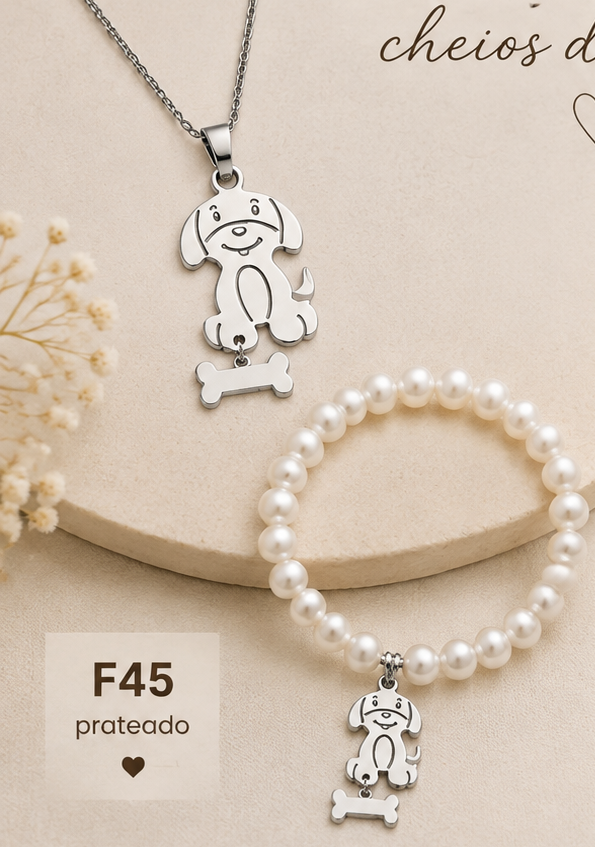 F45, conjunto cãozinho prateado