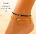 P751, 2 pulseiras de pé, preto e laranja