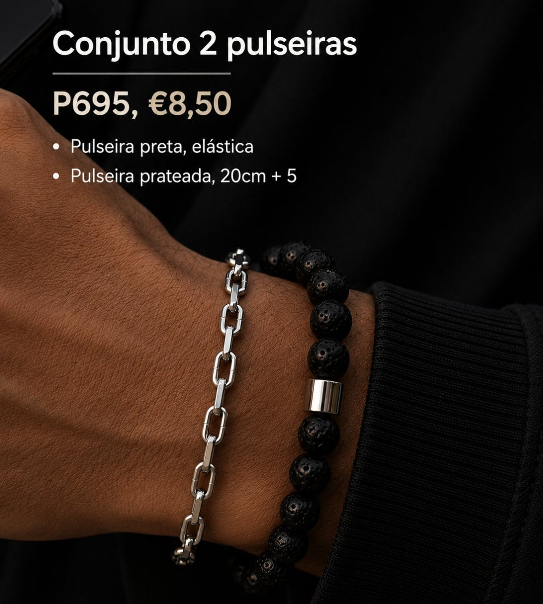 P695, conjunto 2 pulseiras homem