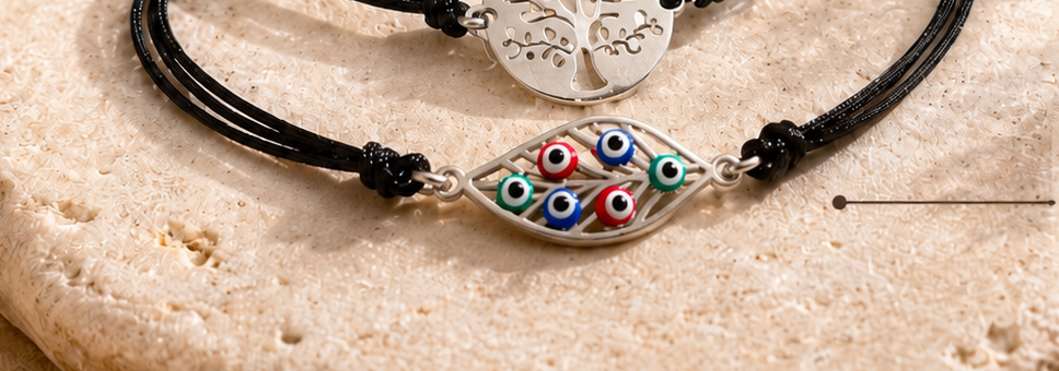 P708, pulseira folha e olhos