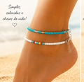 P750, 2 pulseiras de pe, azul e branco