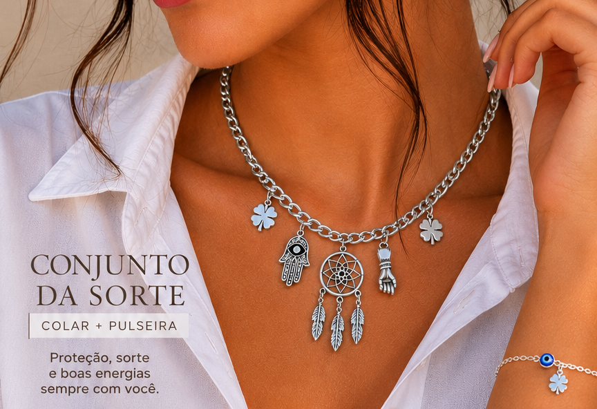 CJ586- conjunto colar e pulseira